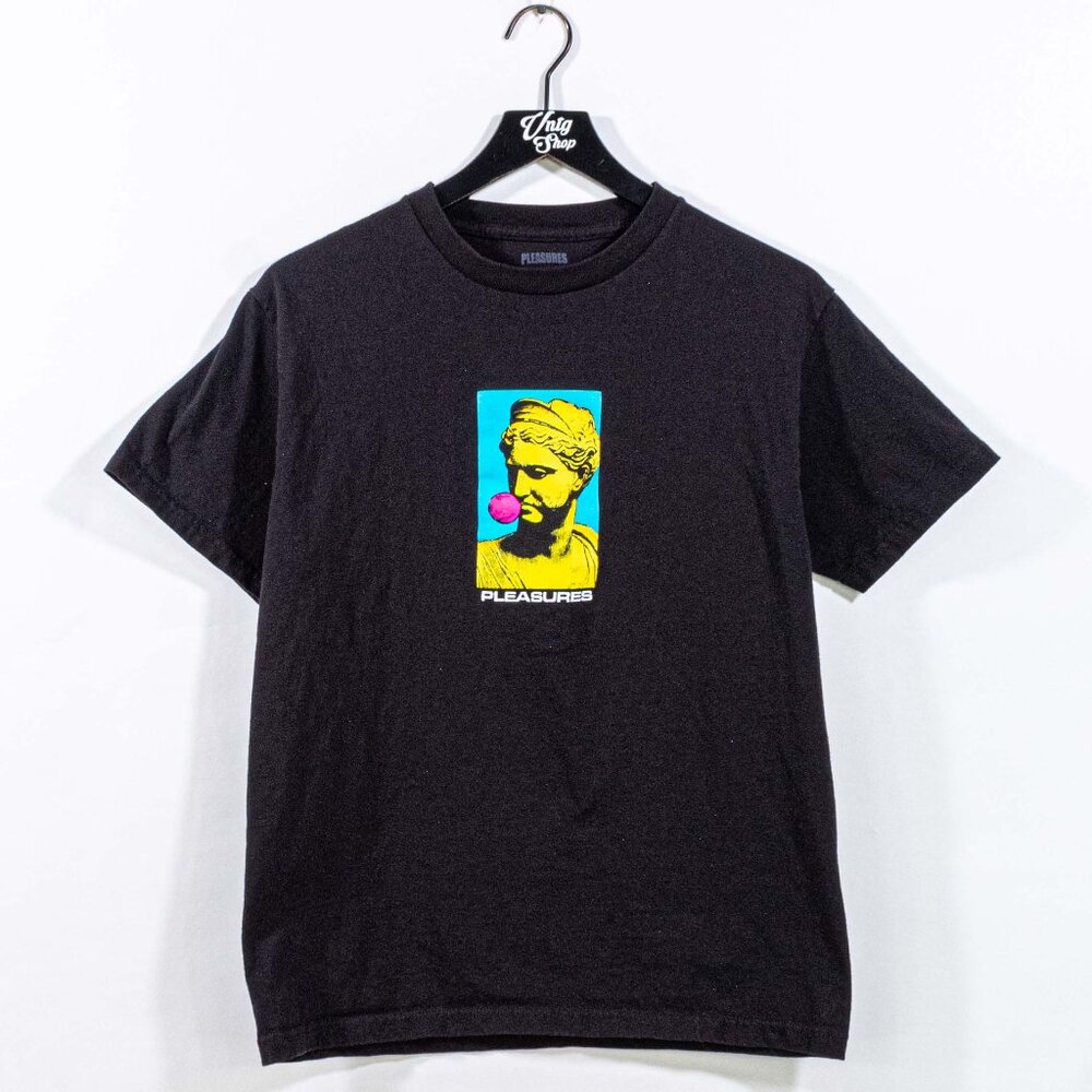 Pleasures Men's Black Short Sleeve Graphic Tee - Statue Bubble Design